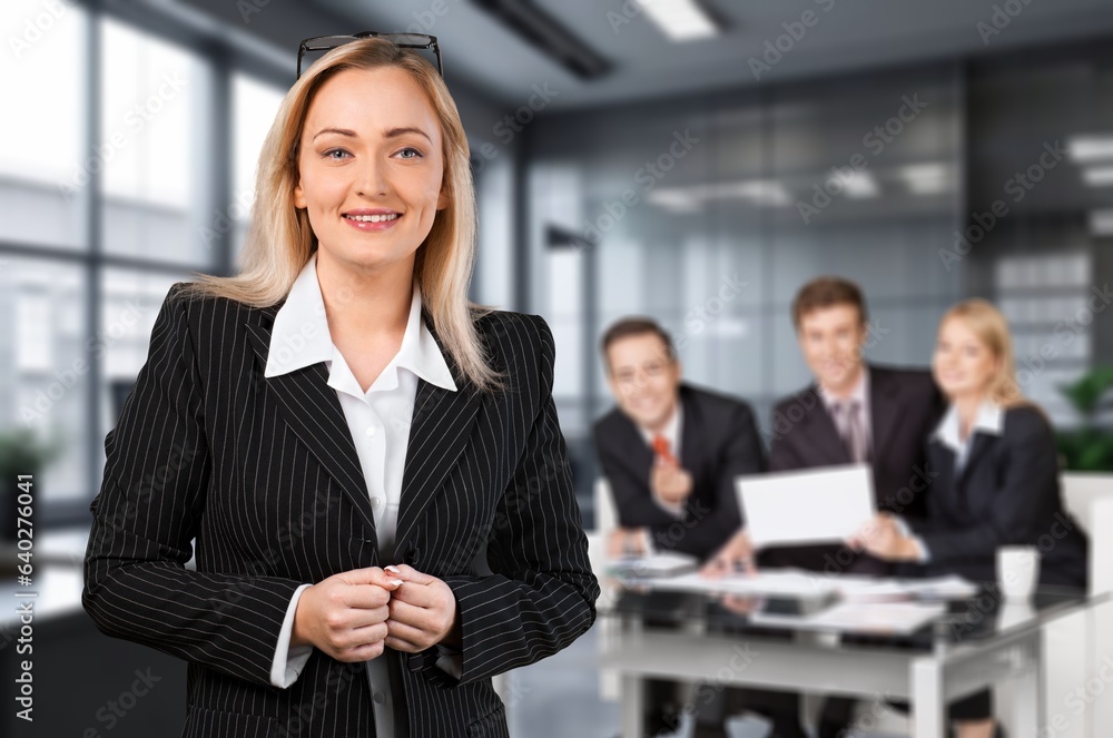 Young happy manager worker in the office, AI generated image