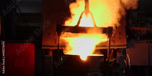 heavy industry metallurgical plant produces steel in stove busket