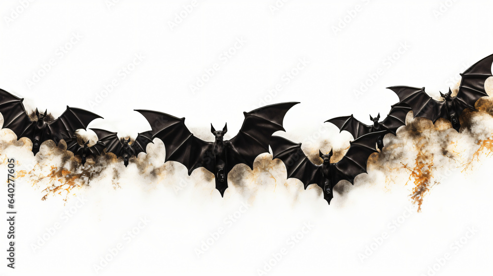Halloween decoration of bats over white background - obrazy, fototapety, plakaty 