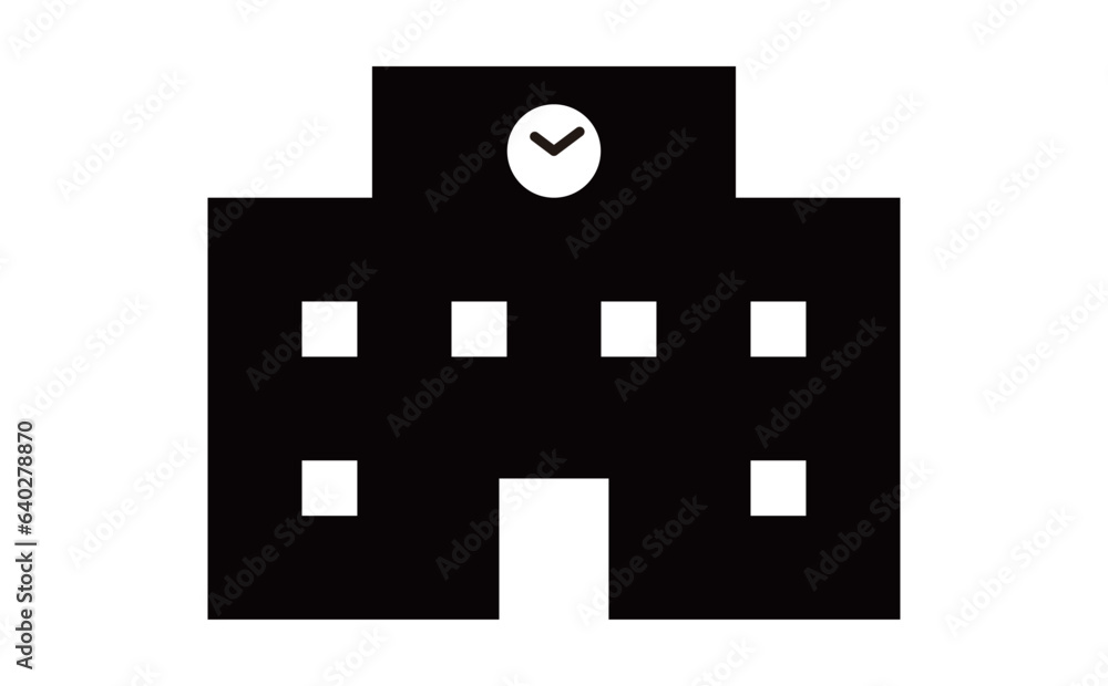 Obraz premium モノクロの学校アイコン