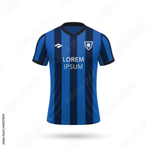 3d realistic soccer jersey in Atalanta style, shirt template football kit 2023