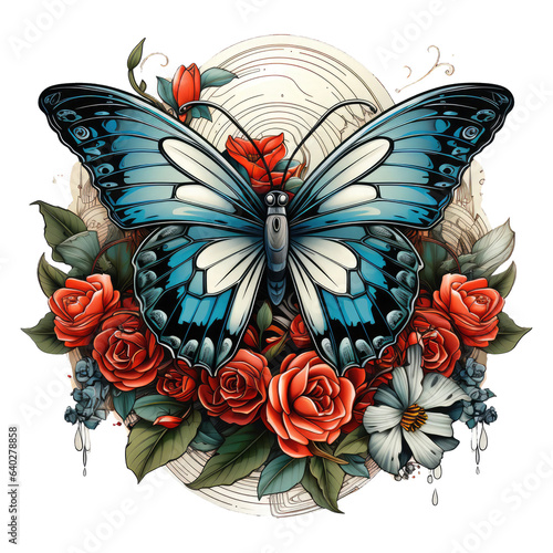 A mystical and enchanting butterfly t-shirt design with a focus on magic and spellbinding elements  the butterfly s wings are depicted with enchanting symbols and arcane runes  Generative Ai