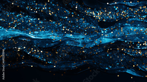 Blue glitters black marble textures isolated background. Blue abstract marbling luxury background texture