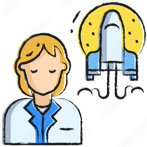 Hand drawn Woman Scientist icon
