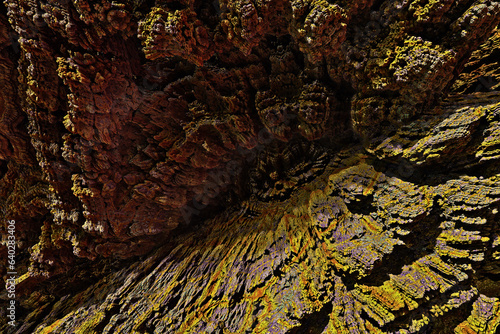 3D illustration - aerial view of deep precipice - fantasy canyon landscape
