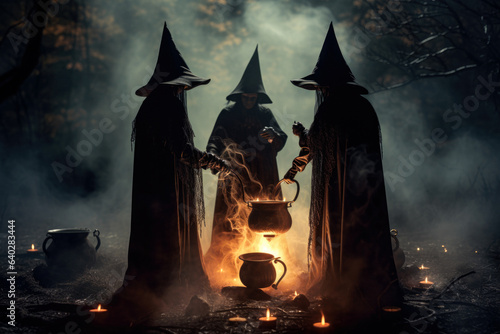 Print op canvas Witches Brewing by the Cauldron