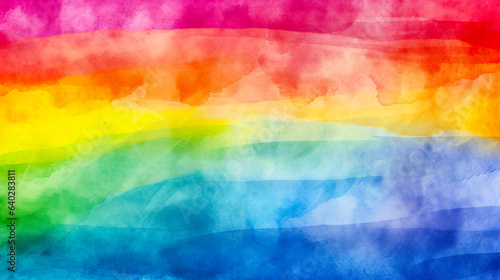 Abstract rainbow watercolor painting background. LGBTQ and pride month concept. Digital illustration generative AI.