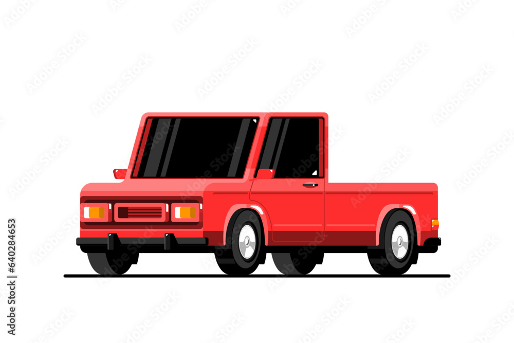 Pickup truck on isolated background, Vector illustration.