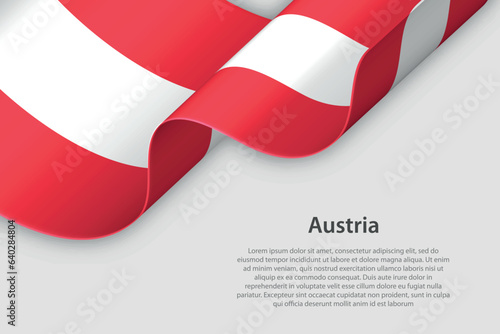 3d ribbon with national flag Austria isolated on white background