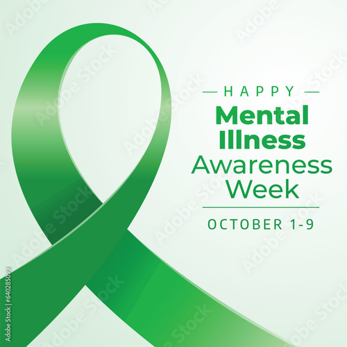 mental illness awareness week design template good for celebration. flat ribbon design. green ribbon design. banner template. eps 10.