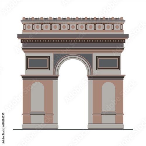 Illustration of the Arc de Triomphe in Paris. Landmark of France. Vector illustration
