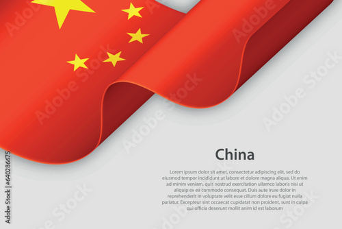 3d ribbon with national flag China isolated on white background
