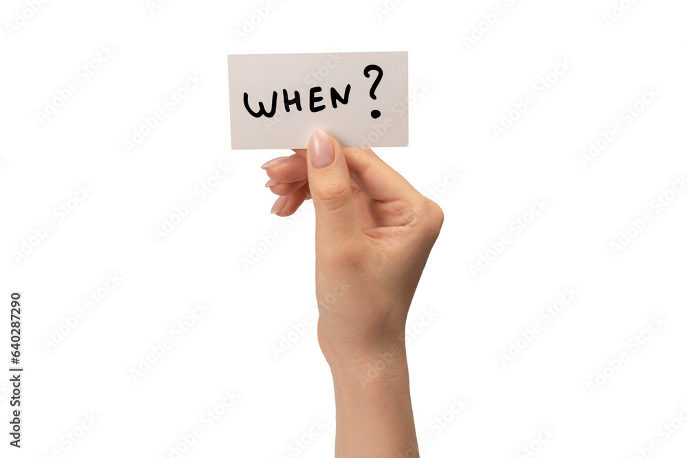 When text on a card in a woman hand isolated. When text on a card in a woman hand isolated.
