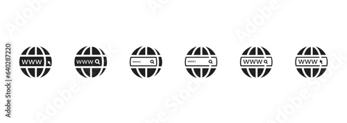 unique website icons set. vector www icon set, globe, search, 