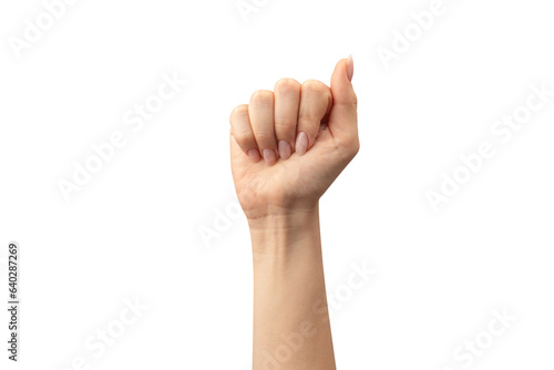 Woman hand isolated on a white background.