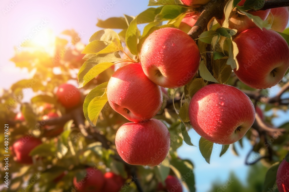 whispering breeze through apple-laden boughs, in the sun, Generative AI whispering breeze through apple-laden boughs, in the sun, Generative AI