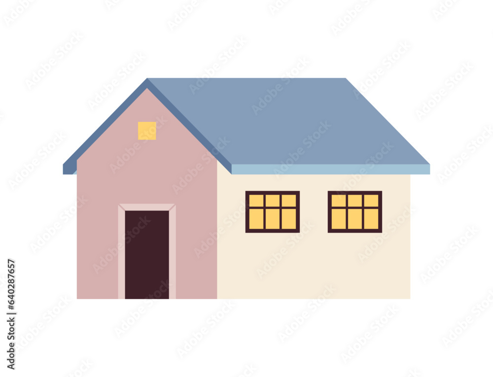 Residential building semi flat colour vector object. Small cozy living place. Editable cartoon clip art icon on white background. Simple spot illustration for web graphic design Residential building semi flat colour vector object. Small cozy living place. Editable cartoon clip art icon on white background. Simple spot illustration for web graphic design