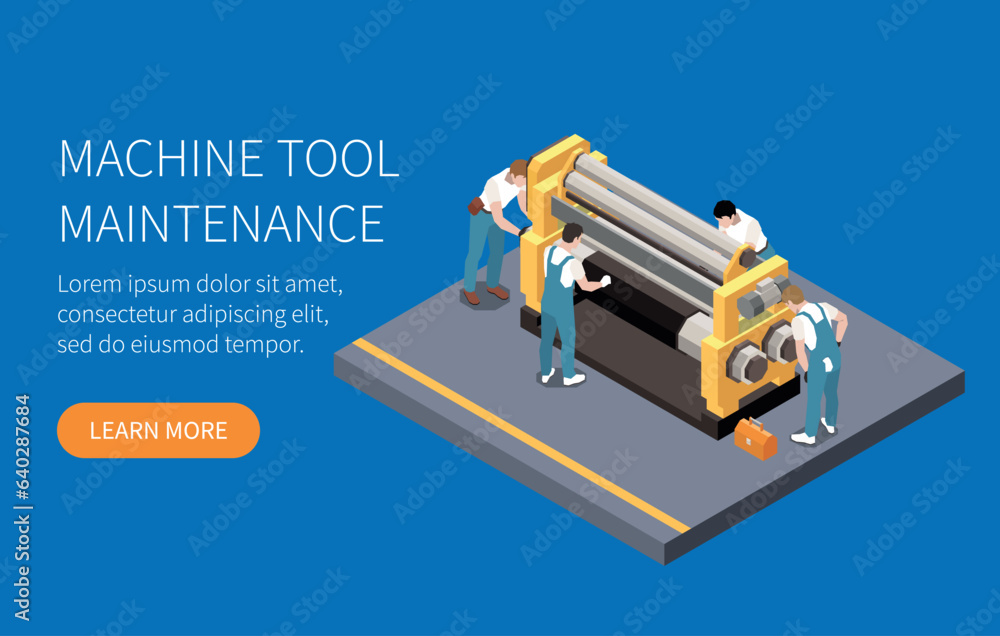 Fototapeta premium Industrial Maintenance Engineer Technician Isometric Banner