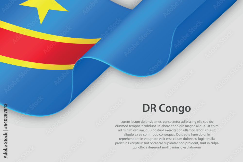 3d ribbon with national flag DR Congo isolated on white background