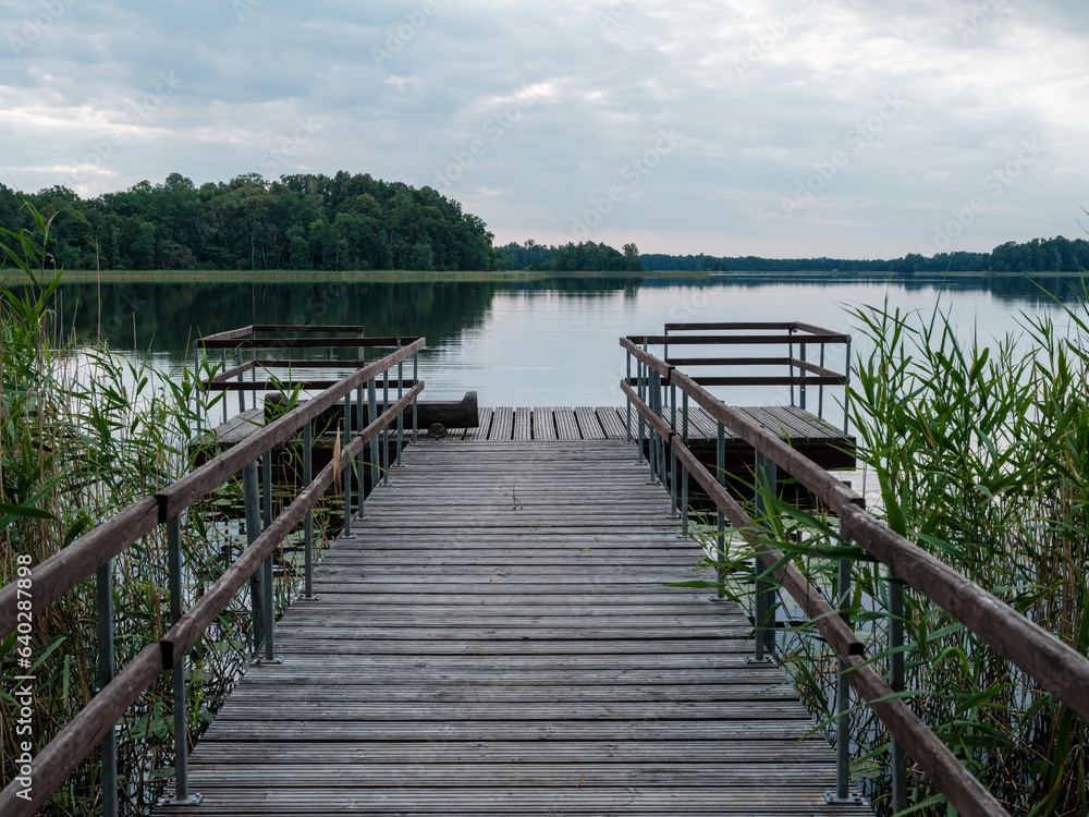 Naklejka premium calm evening rest by the lake