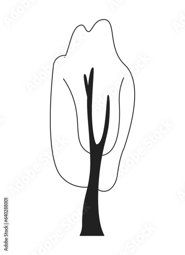Tree trunk and branches monochrome flat vector object. Woody plant. Editable black and white thin line icon. Simple cartoon clip art spot illustration for web graphic design