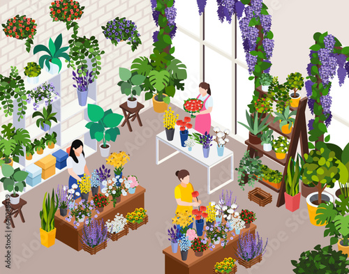 Florist City Isometric Composition