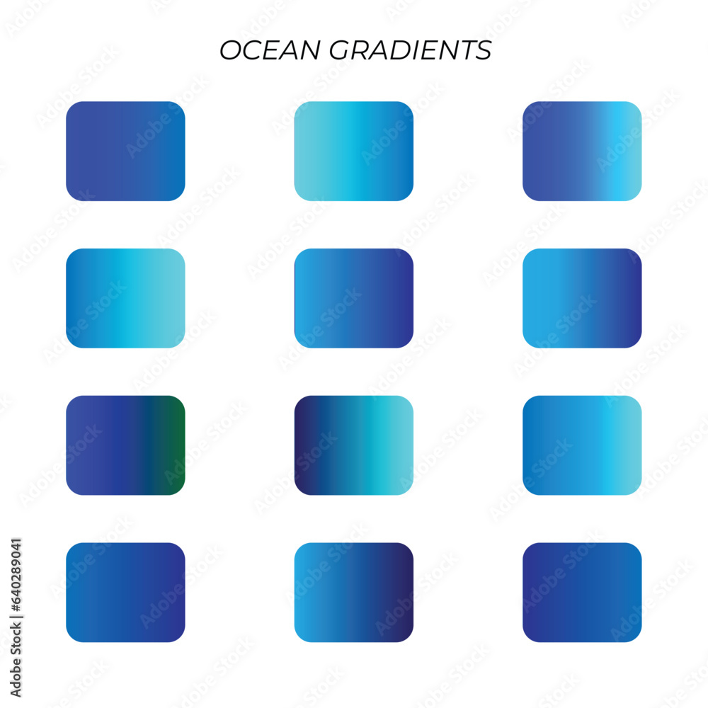 ocean blue color gradients set