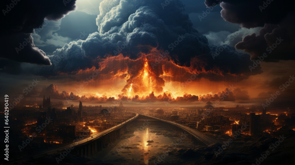 Fototapeta premium Explosive image of a nuclear bomb generative ai