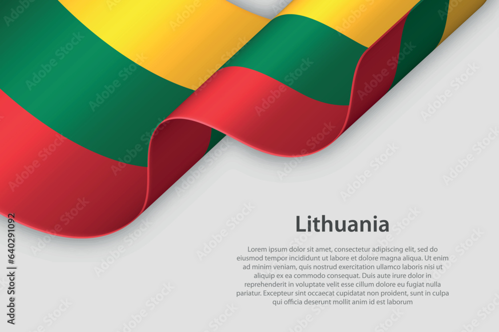 Obraz premium 3d ribbon with national flag Lithuania isolated on white background