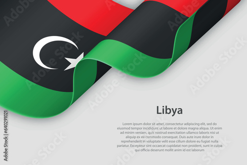 3d ribbon with national flag Libya isolated on white background