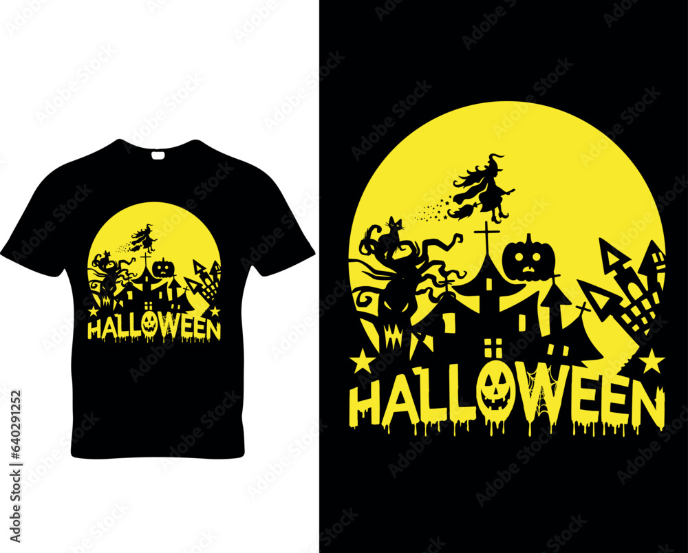 Happy Halloween party scary pumpkin t-shirt design