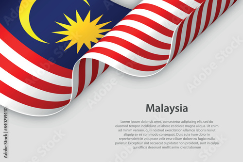 3d ribbon with national flag Malaysia isolated on white background
