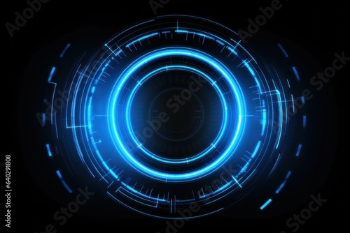 HUD Graphic Hologram Blue Glowing Circular Tech Design for Gaming and VFX Overlay