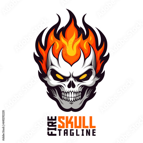 Majestic Flaming Skull Mascot: Emblem and Fire Skull Mascot Head for Gaming Squads
