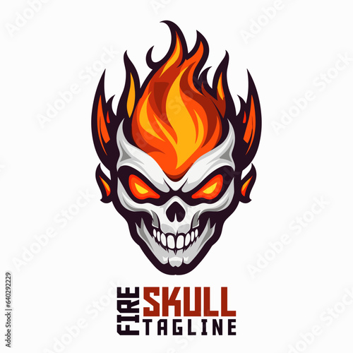 Illustrated Flaming Skull Logo: Perfect Mascot Illustration and Vector Graphic for Sport and E-Sport Gaming Teams
