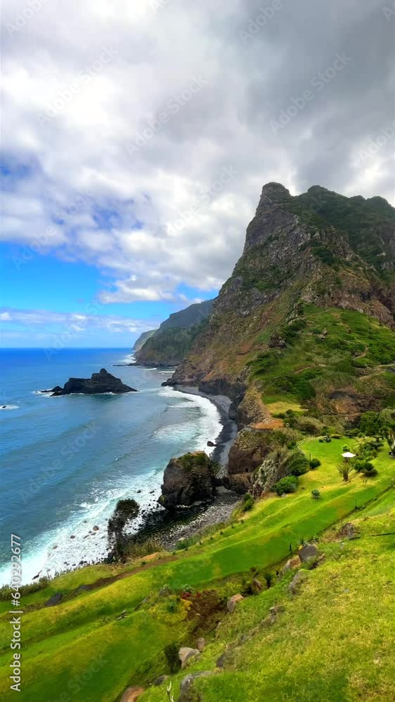Vertical Video. Stories Format: Majestic view of the cliffs in Madeira, Portugal Vertical Video. Stories Format: Majestic view of the cliffs in Madeira, Portugal