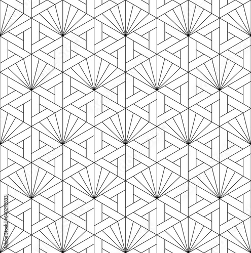 Fotografie, Obraz Seamless geometric pattern in Japanese craft style Kumiko zaiku