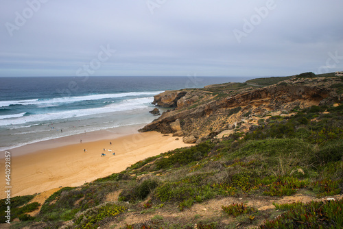 Beautiful Monte Clerigo Beach on a cloudy day