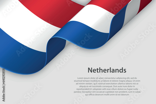 3d ribbon with national flag Netherlands isolated on white background