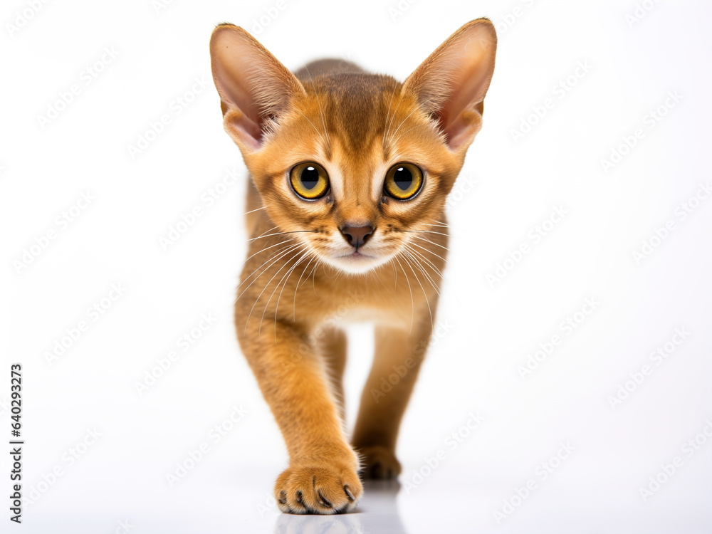 Adorable Abyssinian Kitten on White Background