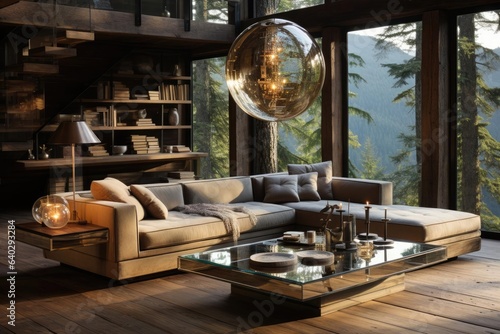 Modern luxury and calming chalet living room