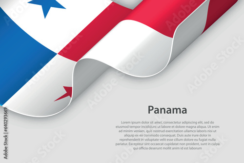 3d ribbon with national flag Panama isolated on white background