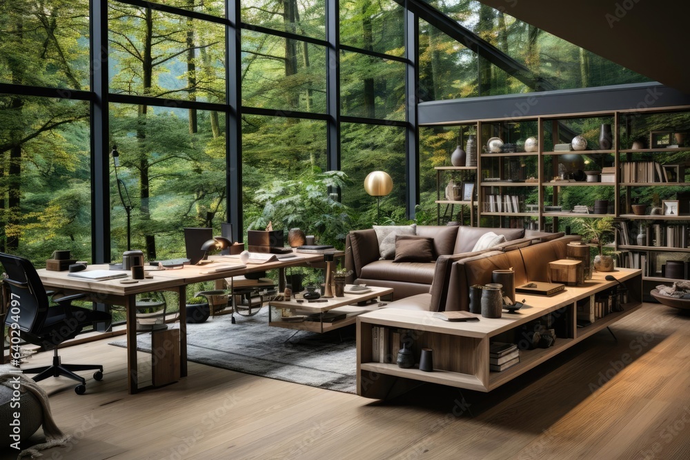 Nordic style modern luxury villa home office