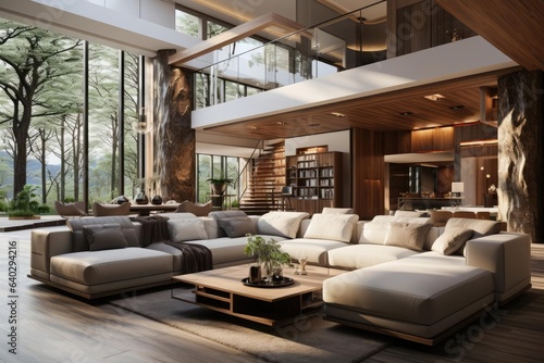 Nordic style modern luxury villa living room © Fred
