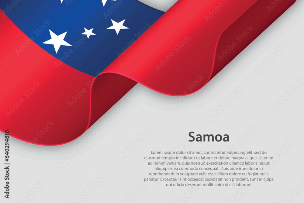 3d ribbon with national flag Samoa isolated on white background