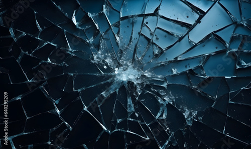 Fotografie, Obraz Broken glass texture background. Fragility and violence concept.