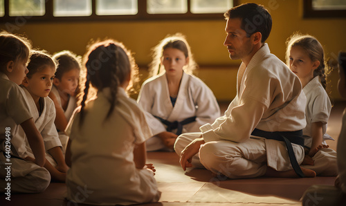 des enfants souriants à un cours de Judo