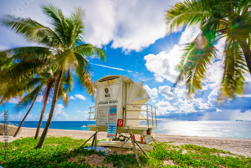 Lifeguard tower on Fort Lauderdale Beach FL long exposure with heavy wind