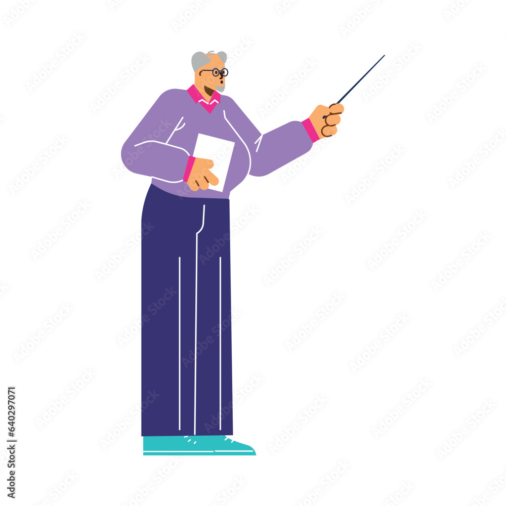 Speaker pointing at presentation graphs and showing report flat vector isolated. Speaker pointing at presentation graphs and showing report flat vector isolated.