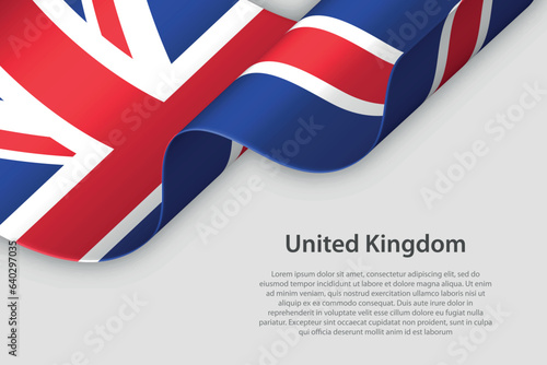 3d ribbon with national flag United Kingdom isolated on white background